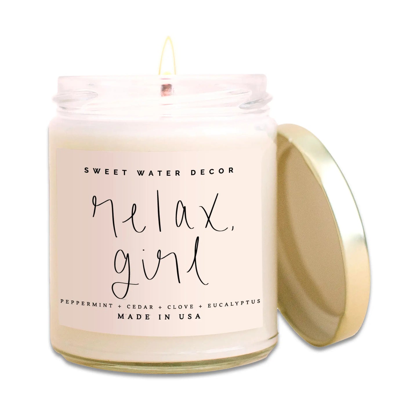 Relax, Girl Soy Candle - Clear Jar - 9 oz