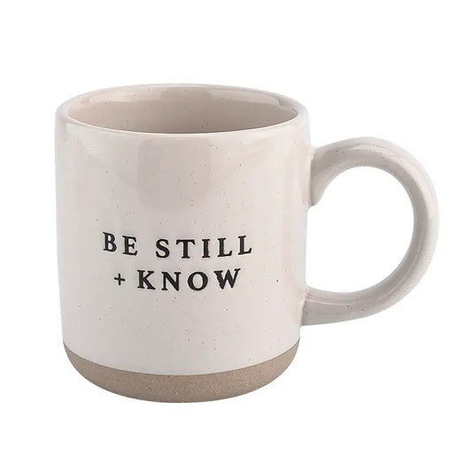 Be Still + Know - Cream Stoneware Coffee Mug - 14 oz